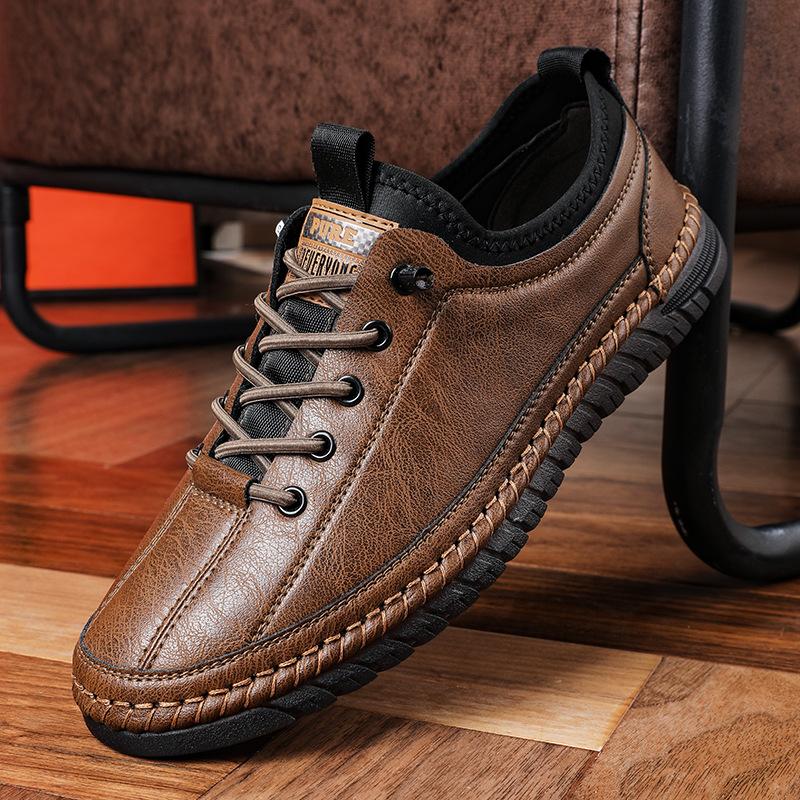 Fashion Spring Summer Autumn Breathable Men's Beef Tendon Shoes Male Casual Foot Cover Soft Leather Youth Business Shoes Loafers for Men