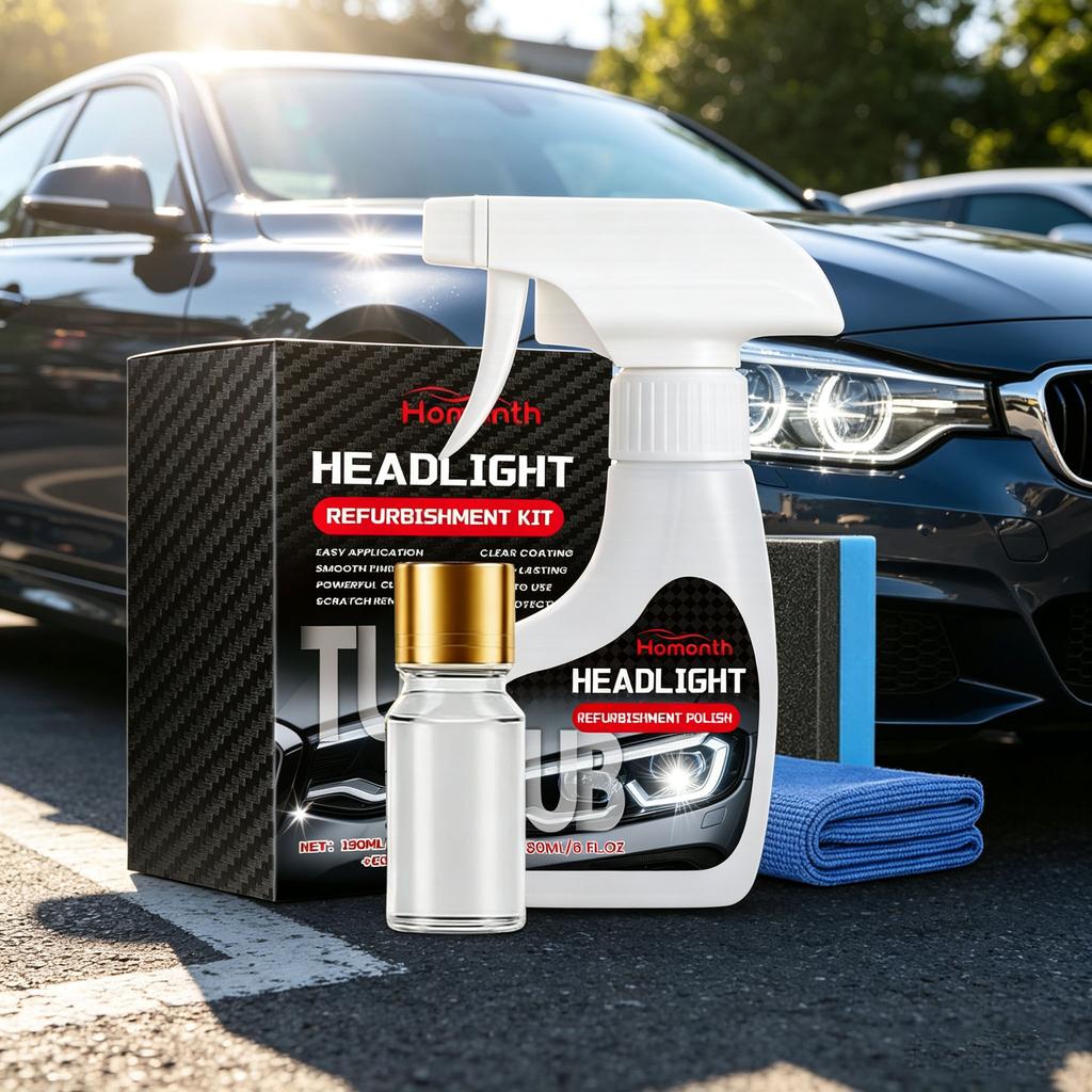 Car Headlight Restoration Fluid Remove Oxidation Improve Light Blur Restore Clarity Headlamp Brightening Refurbishing Polish Set