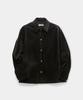 Kueo Snap Button Suede Leather Shirt Jacket (Black)