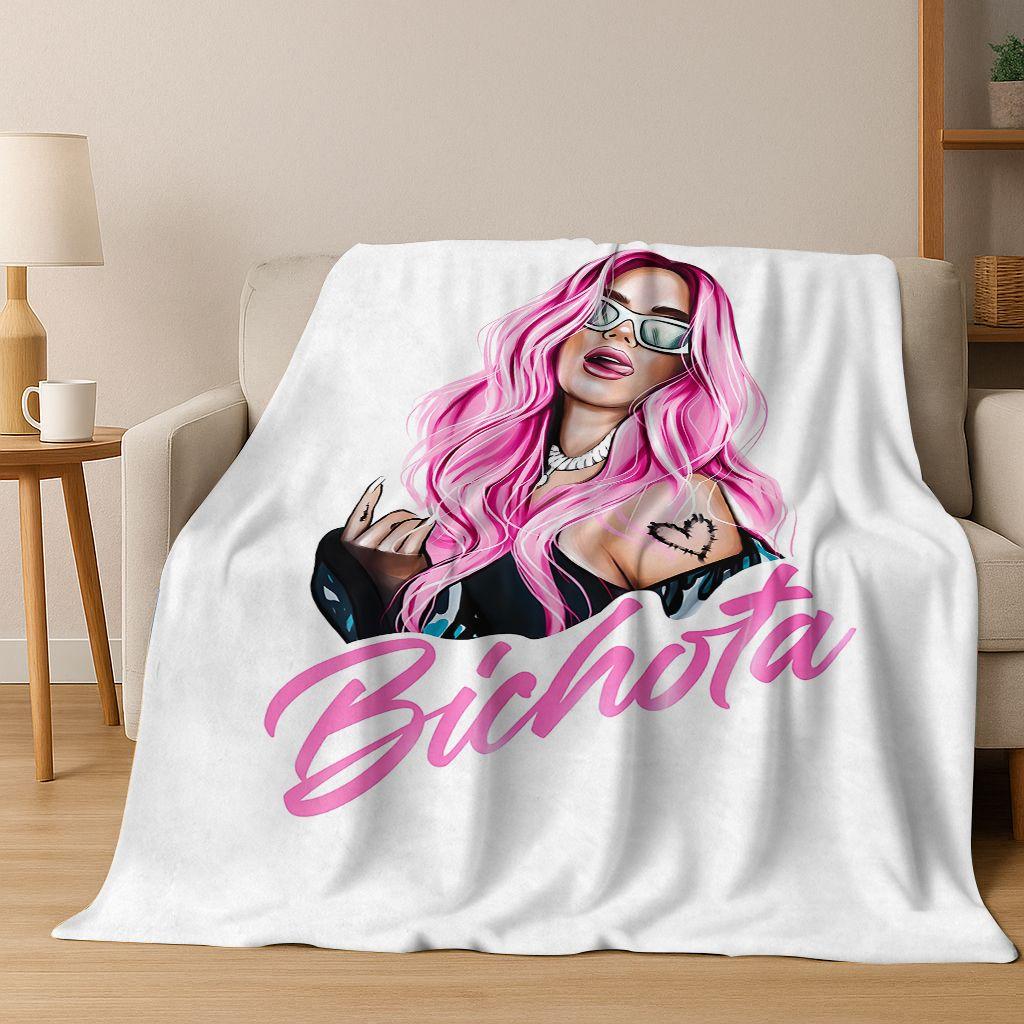 3D Karol G Singer Carolina G Art Flannel Blanket,Cozy Soft Throw Blanket for Home Bedroom Bed Sofa Picnic Office Cover Gift