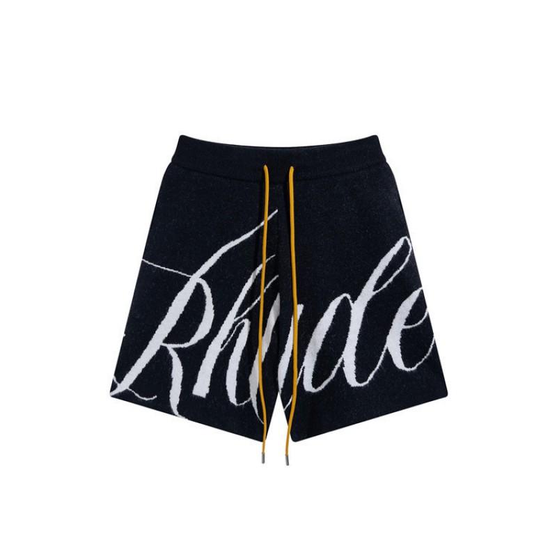 American Streetwear RHUDE Letter Knit Shorts Loose Fit Casual Hip Hop Style