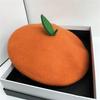 Autumn and Winter Beret Japanese Soft Girl Painter Hat Girl Cute Little Leaf Bud Hat Fruit Orange Spring and Summer Breathable