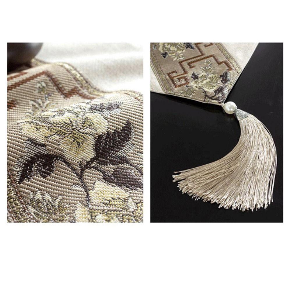 Chinese Style Floral Table Runner Vintage Tea Table Cloth Embroidery Bed Flag Home Kitchen Use