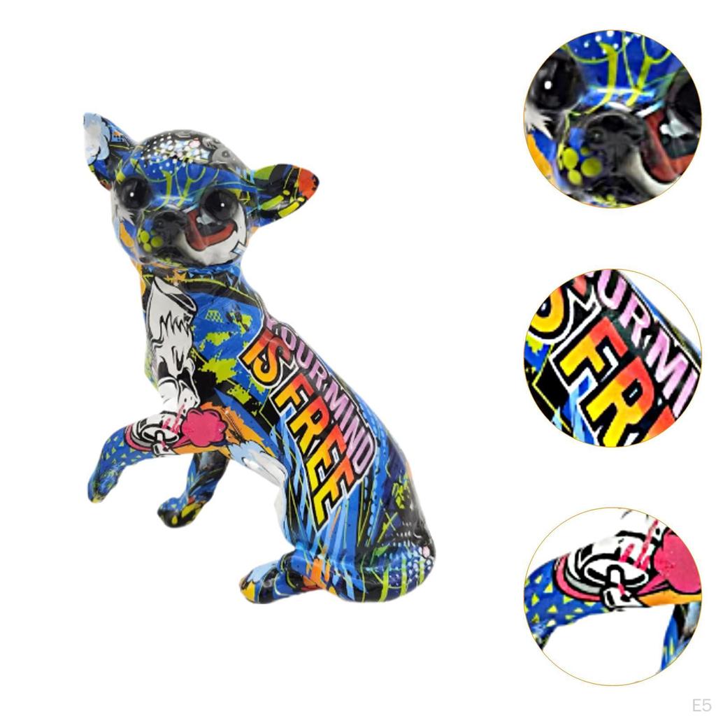 Animal Figurine Chihuahua Pup Ornament Decor Souvenirs Gifts Desktop Graffiti Dog Sculpture