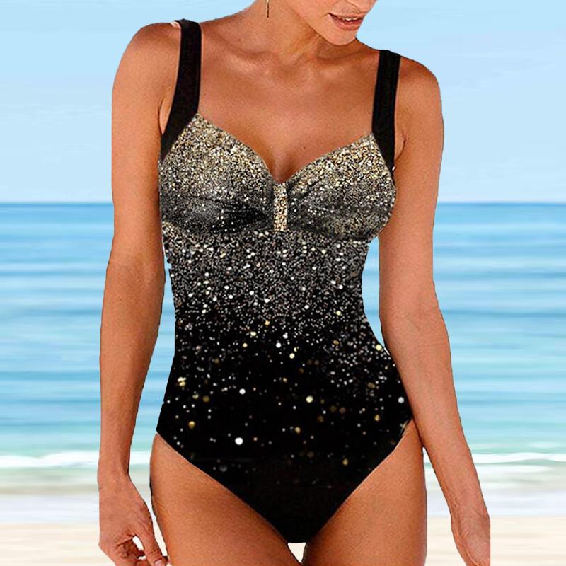 

Женский купальник с бретелями, синий купальник с пузырьками и блестками, бикини, купальник-танкини M золотой