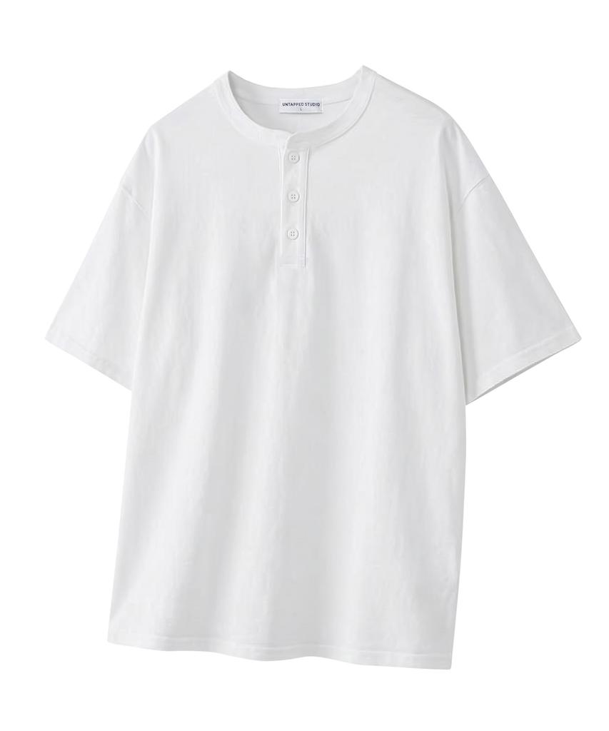 UNTAPPED STUDIO Pigment Henley Neck Oversized Short Sleeve T-Shirt 3 Colors