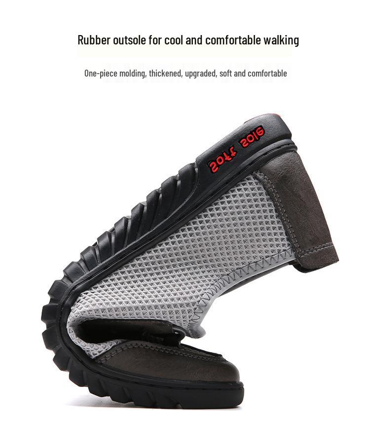 Men's Classic Non-Slip Breathable Leather Sandals - Lightweight & Fashionable Summer Slip-Ons