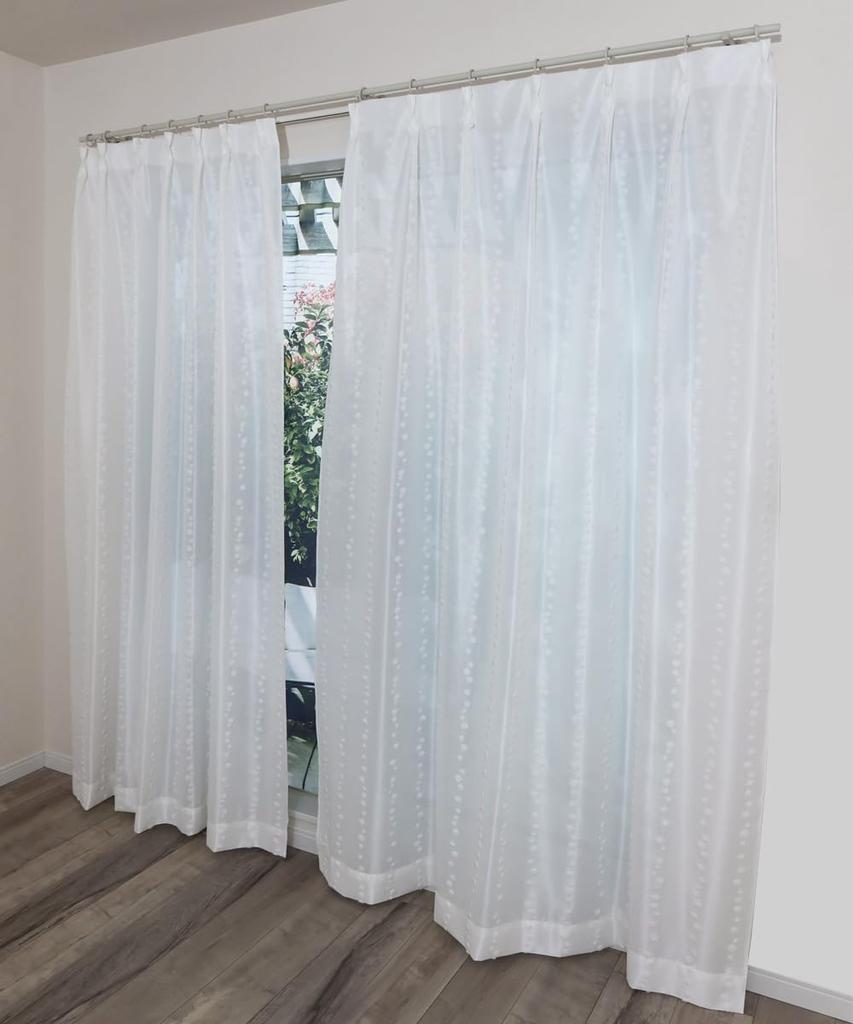 Made In Japan Pile Mirror Lace and Polka Dot 100cm Wide X 176cm Set of 2 Kaei-lace Curtain, High-Performance, Anti-Vision, Heat-Shielding, Insulating,