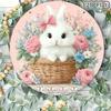 Vintage Farmhouse Round Aluminum Easter Wall Art D Flat Rabbit Chick Egg FourSeason Decor