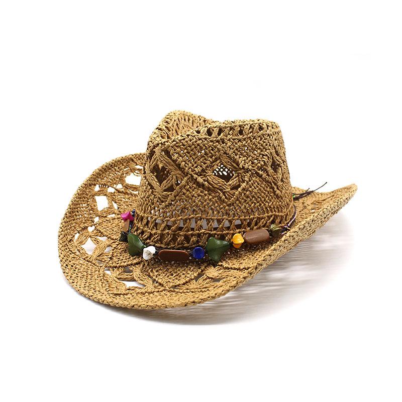 Spring And Summer Retro Colored Stone Denim Straw Hat Men'S And Women'S Hats Travel Shading Casual Versatile Beach