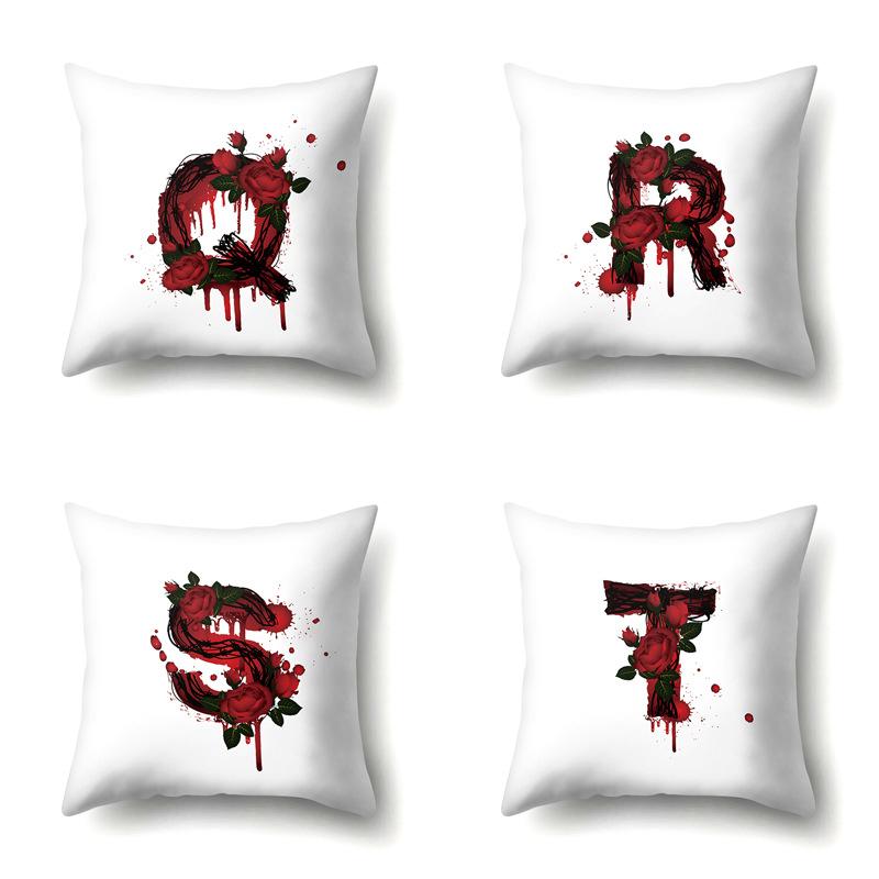 Halloween Polyester Kissenbezug Rose Kopfteil Auto Taille 26 Englische Buchstaben Gedruckter Kissenbezug