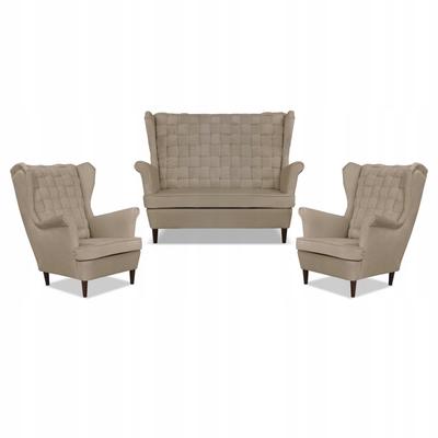 Carol Lounge Set Sofa Armchairs Stripes Family Furniture Beige