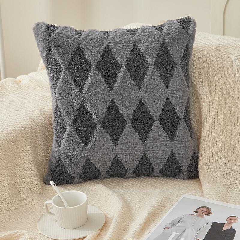 

New Imitation Rabbit Hair Thai Rabbit Pillowcase Cojines Simple Prismatic Decor Sofa Throw Cushion Cover Headboard Pillowcases 45x45cm