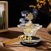 Arabian Crystal Flower Charcoal Incense Burner Rotating Bakhoor Holder with Clip Luxury Arabic Home Decor Scented Gift Set