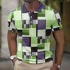 Colorful Block Splicing 3D Digital Printing Men's Comfortable Polo Shirt