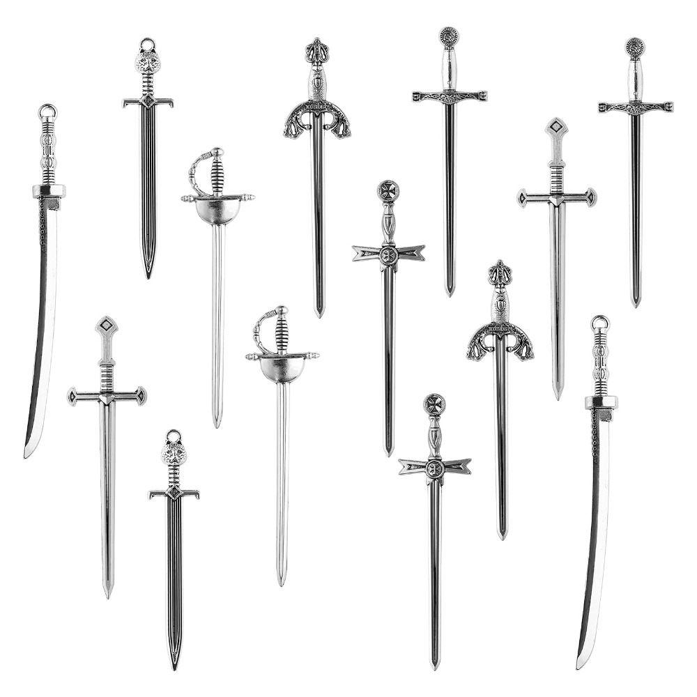 

14 Pcs Antique Sword Bookmark Silver Book Accessories Creativity Bookmark DIY