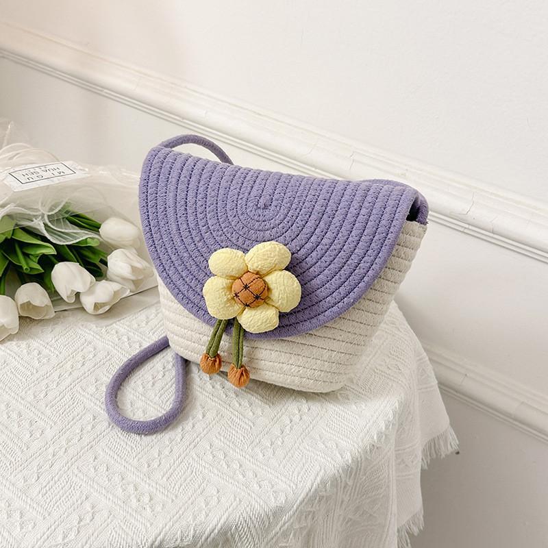 Chic Colorblock Woven Floral Shoulder Bag Ideal For Daily Casual Summer Outfits