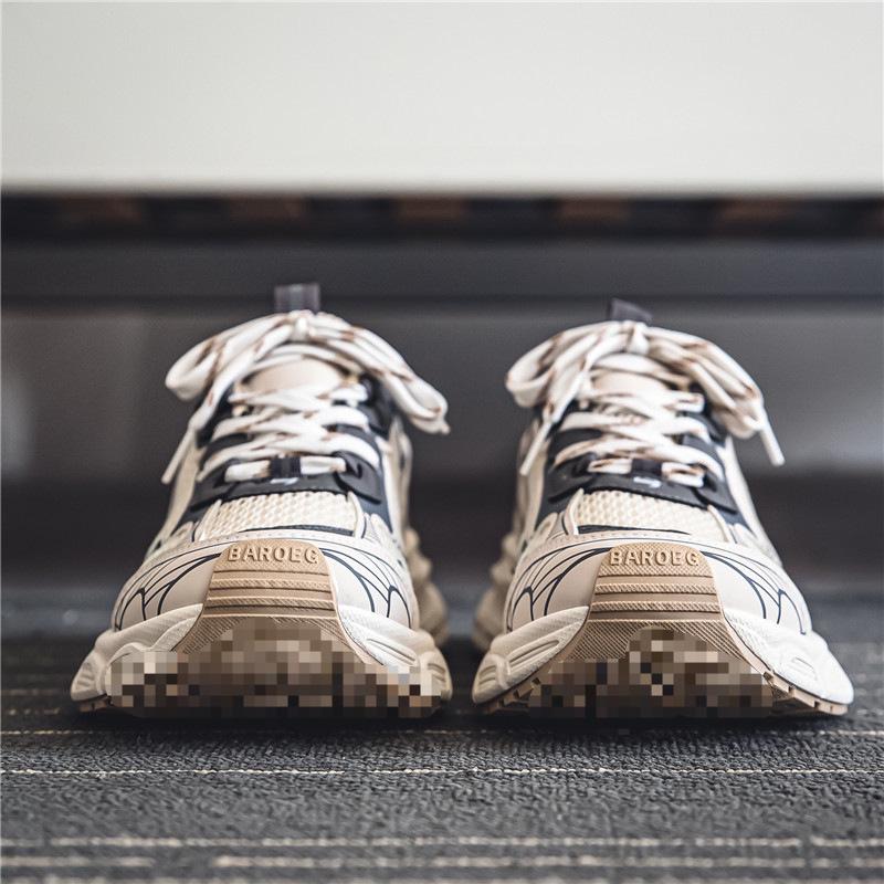 Men's Black Retro Dad Sneakers: Trendy, Breathable, Versatile Casual Sports Shoes