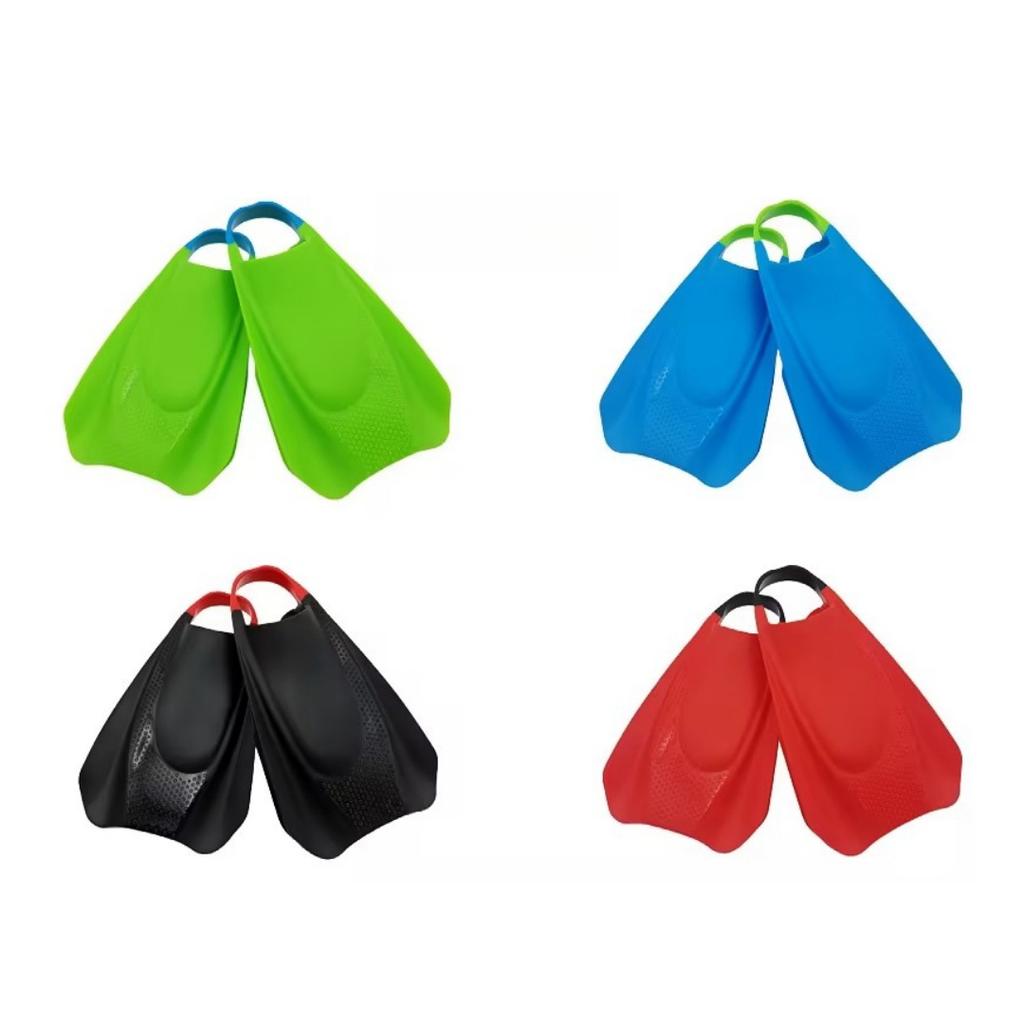 Blue M Swim Training Fins Comfortable Silicone Lap Swimming Short Blade Floating Flippers With Mesh Bag for Adults Snorkeling