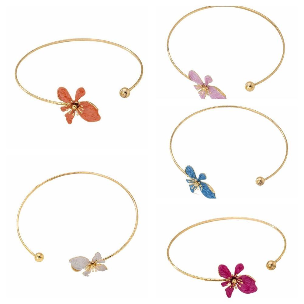 Adjustable Open Chokers Colorful Collar Necklace Elegant Flower Necklaces Vacation