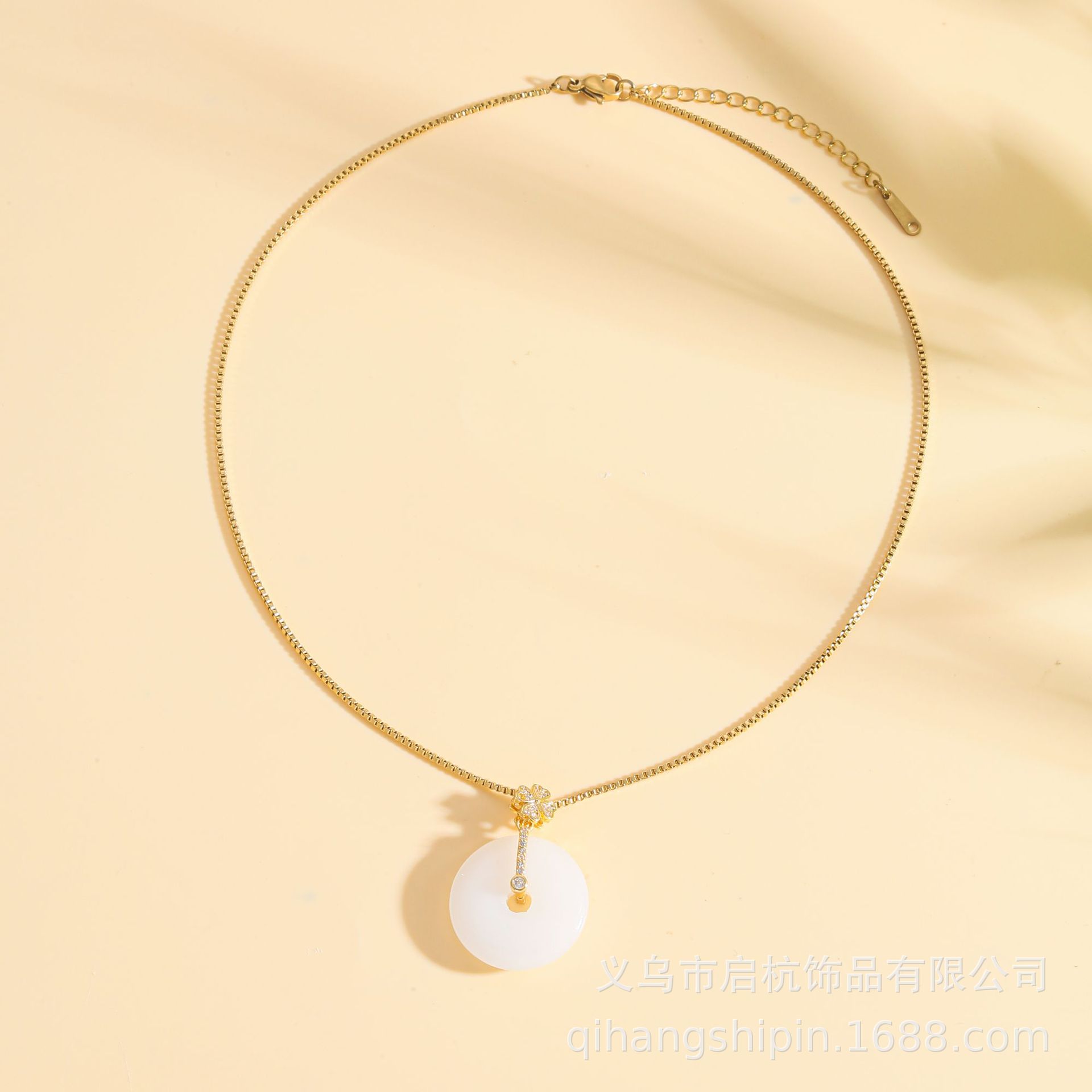 

Hetian Jade Safety Buckle Necklace Women S Retro Ethnic Style Versatile Temperament Pendant With Jewelry