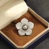 New Retro Black Pearl Flower Brooch Exquisite Niche High-end Silver Stone Flower Pin Accessories Women