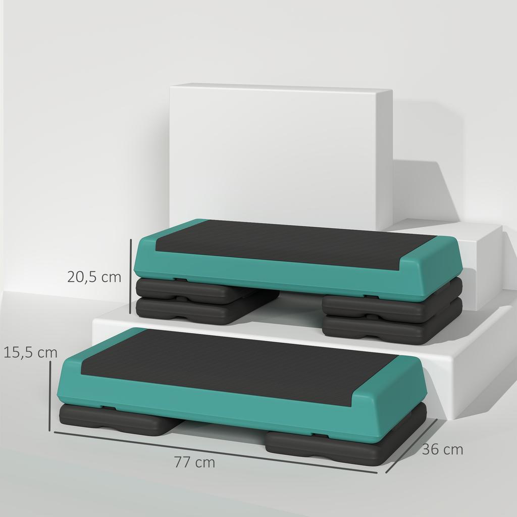 Adjustable Fitness Stepper, with Non-Slip Surface, for Home, Gym, Office Workout, Green