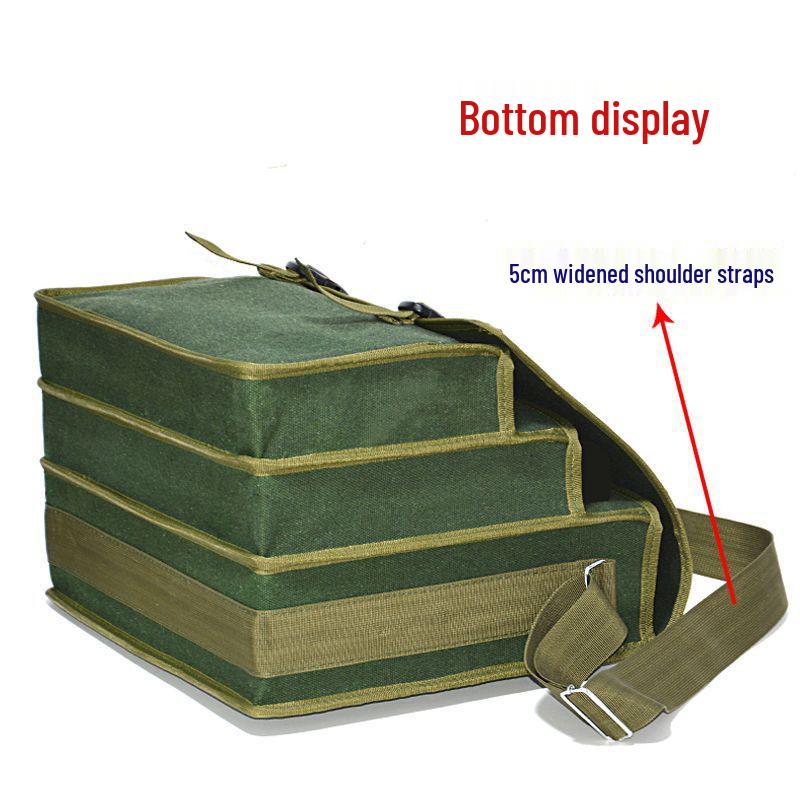Four-Layer Extra Thick Canvas Tool Bag - Large Capacity, Multi-Function for Electricians and Carpenters.
