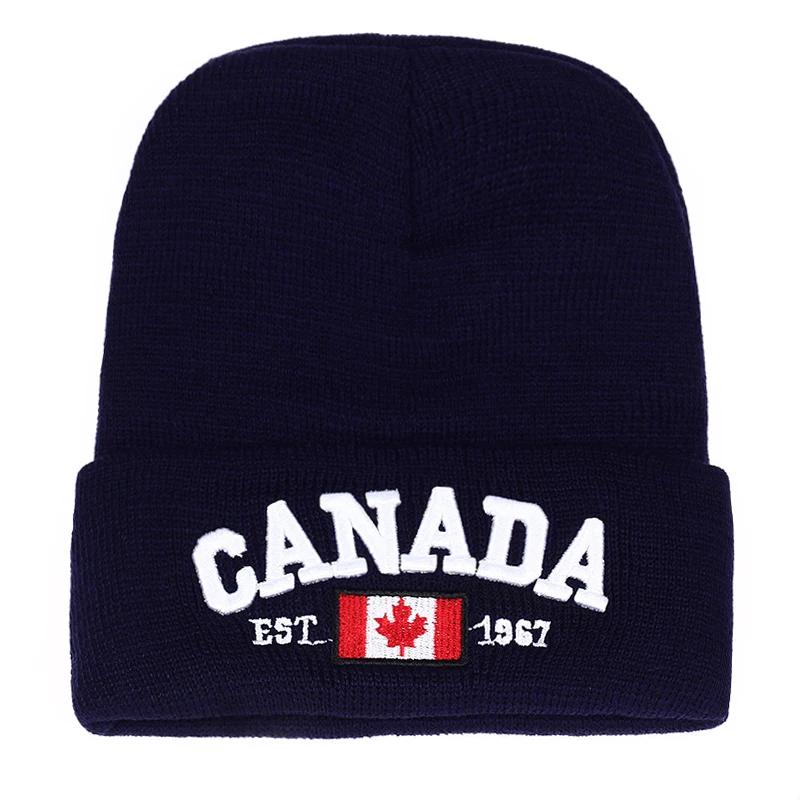 Autumn Winter Knitted Hats for Men Women Canada Letter Embroidery Cotton Caps Autumn Hat Casual Boy Cap Men Hats