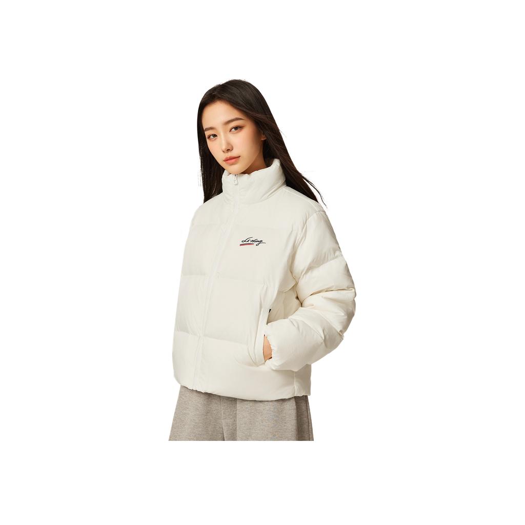 Li Ning Sports Lifestyle Series Stand Collar Logo Letter Down Jacket Women Outerwear AYMV236-1