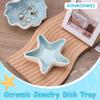 Jewelry Dish Tray For Coastal Beach Room Decor,Cute Ceramic Ring Holder Gift,Decorative Trinket Jewelry Organizer Tray for Rings