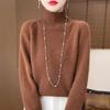 WTEMPO Autumn and Winter Semi High Neck Sweater Loose Knitted Top and Pullover Knit Sweater