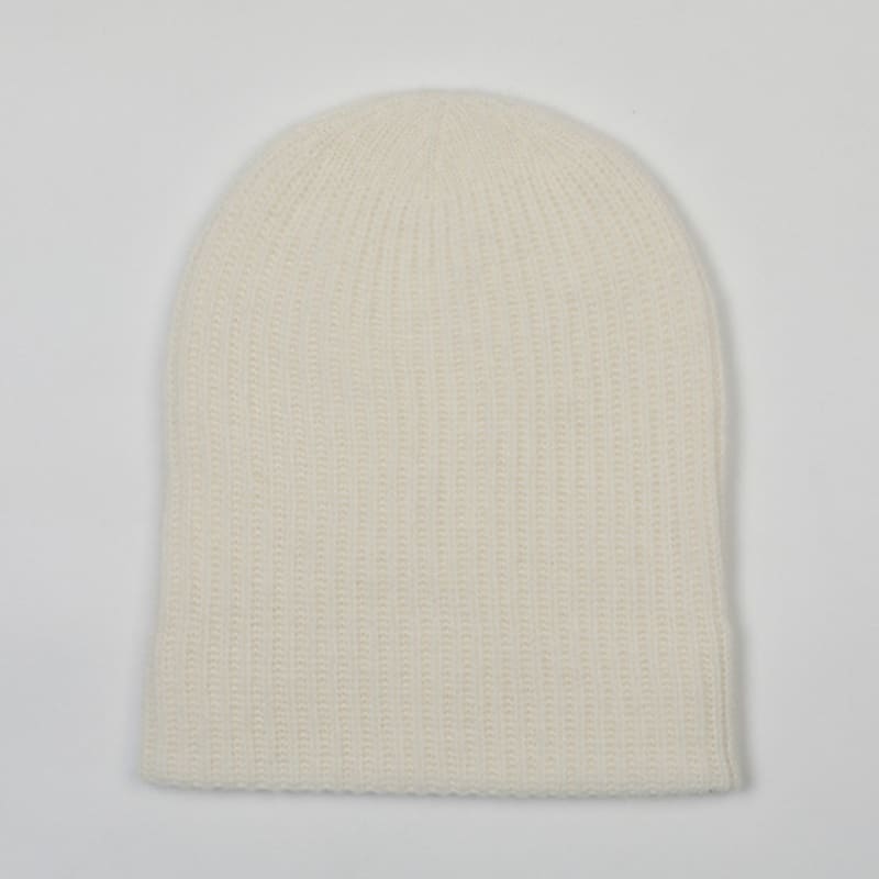 CALLAITE 100% Cashmere Ribbed Beanie - Navy