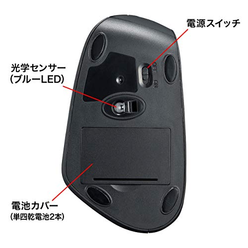 SANWA SUPPLY Mouse Ergonômico, Silencioso, Sem Fio, 2.4GHz, Prevenção de Tendinite, LED Azul, 5 Botões, Grande, MA-ERGW10N