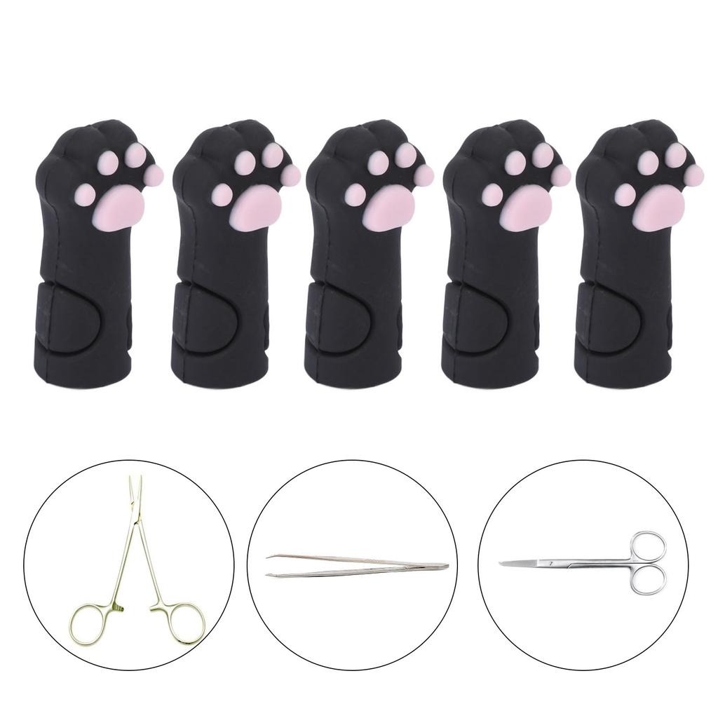 5pcs Cuticle Scissors Cover Protector Cat Shape Silicone Cuticle Trimmer Protective Sleeve for Nail and Toenails