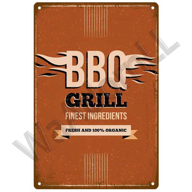 BBQ Zone Metal Sign Vintage Tin Sign Dad`s BBQ Yard Outdoor Party Decoration Plate Retro Barbecue Rules Slogan Decor Accessories
