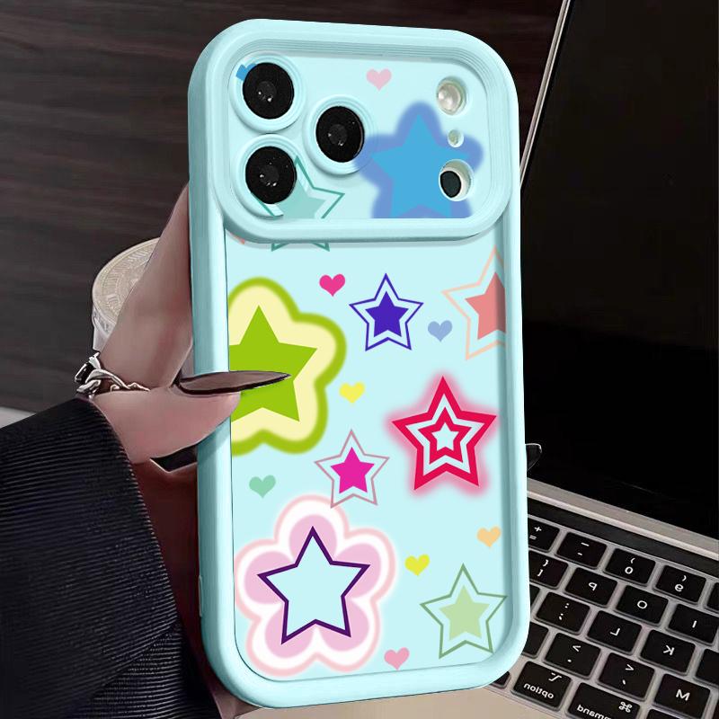 Shockproof Phone Case For iPhone 17 Pro Max Blended Colorful Stars Pattern Silicone Cover For iPhone 16 Pro Max Cover iPhone 15 14 13 12 11 16E