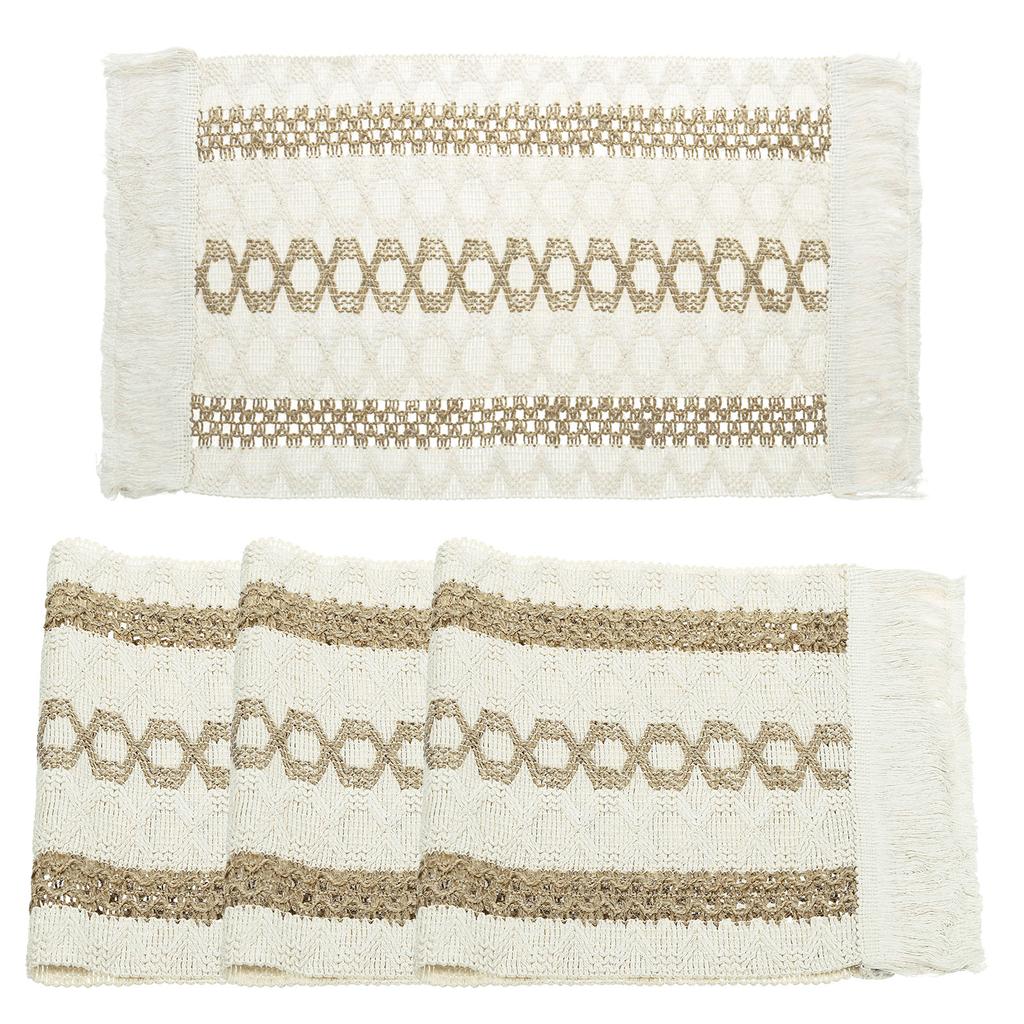 4/6Pcs Woven Cloth Placemats, Doilies with Tassels Place Mats  for Dining Table Kitchen Party 11.81x19.69 inch, Pale Brown
