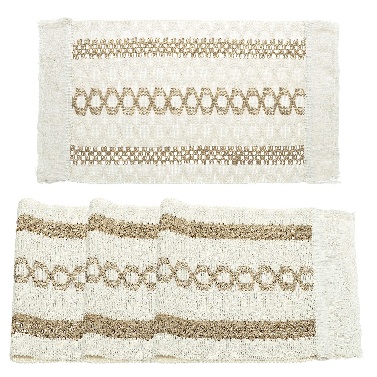 

4/6Pcs Woven Cloth Placemats, Doilies with Tassels Place Mats for Dining Table Kitchen Party 11.81x19.69 inch, Pale Brown