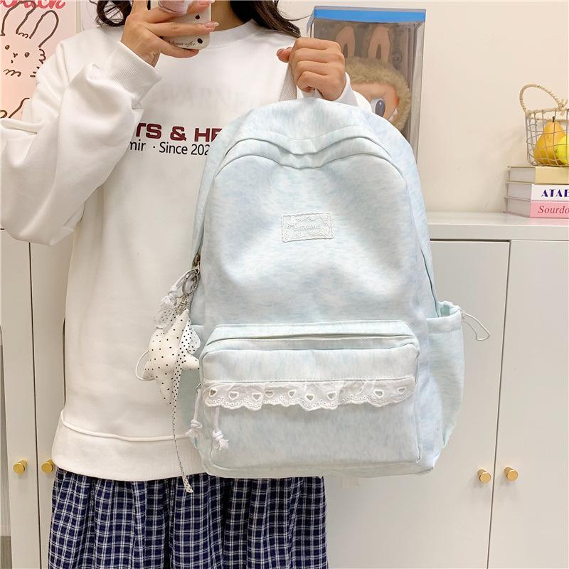 Schoolbag Japanese ins style girl backpack female middle school student schoolbag high value lace edge light leisure travel backpack