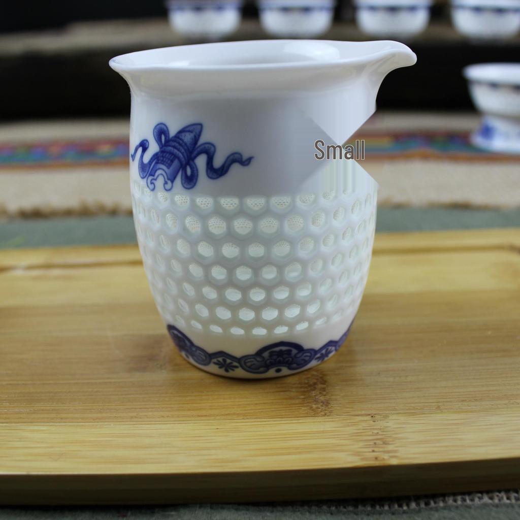 Exquisite 10-Piece Honeycomb Ceramic Kung Fu Tea Set with Teapot, Gaiwan, and Cups In a Gift Box.