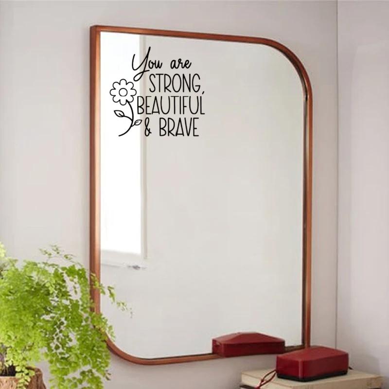 You Are Beautiful Mirror Decal Decal Bathroom Decor Inspire Motivational Quote Sticker Fitting Room Bedroom Decoration