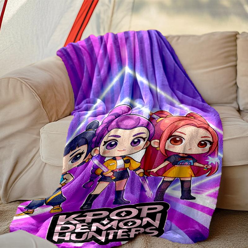 Couverture Douce Kpop Demon Hunters Parfaite pour se Blottir sur le Canapé, Idéale pour se Réchauffer dans la Chambre à Coucher