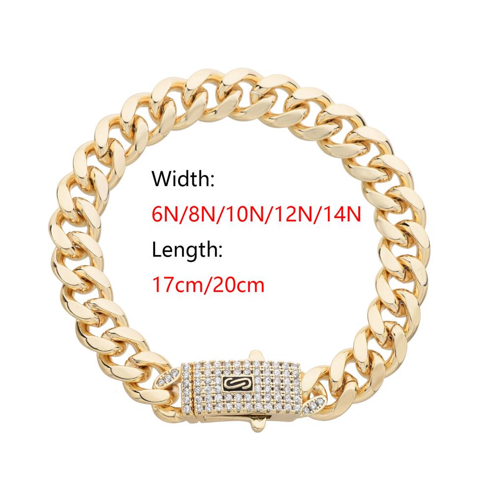 Cadena nueva 14K Monaco para hombres y mujeres, latón, circonita cúbica, pulsera Monaco de moda para hombres y mujeres