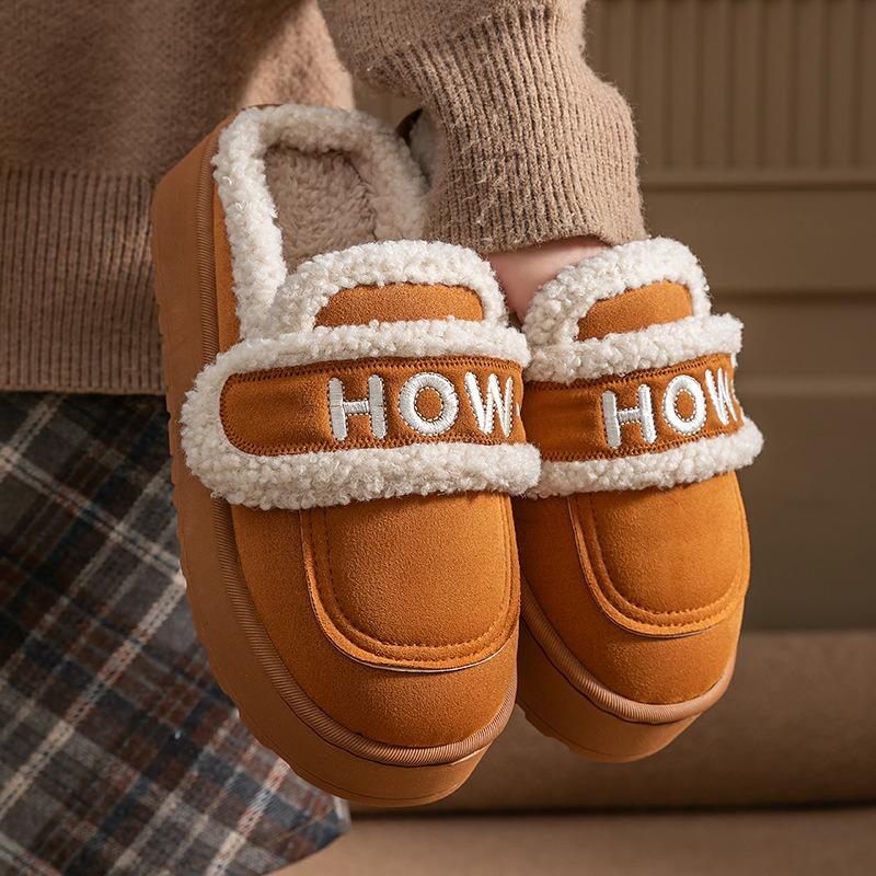 Winter new women's outer wear thick-soled heightening plush warm fashion plush one-pedal cotton shoes