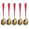 5Pcs Stainless Steel Desserts Ice Cream Coffee Stirring Spoons Kitchen Tableware