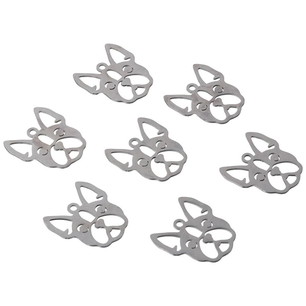 28.5*32mm French Bulldog Doggy Dog Bull Dog Head Pendants Stainless Steel Charms  For Necklace