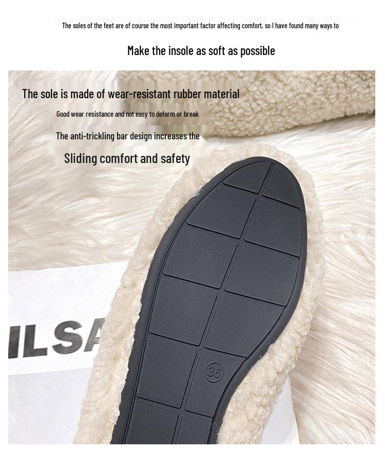 2025 Women's Fuzzy Autumn/Winter Velvet Lambswool Loafers, Large Sizes 41-43.