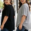 Plus Size Women's 95% Cotton Summer Knit Loose Short Sleeve Solid T-Shirt