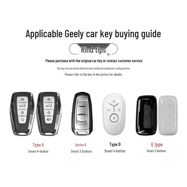 Available Car Key Cover Shell for Geely Xingyue L, Xingrui, Emgrand, Galaxy A7, Bin Yue, and Galaxy E5.